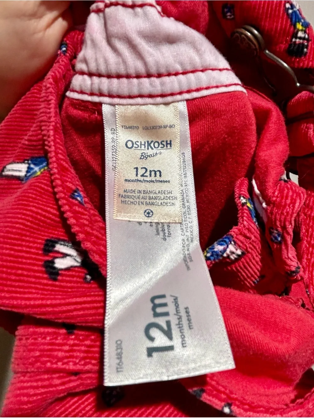 Oshkosh B'gosh holiday red corduroy toy soldier overalls